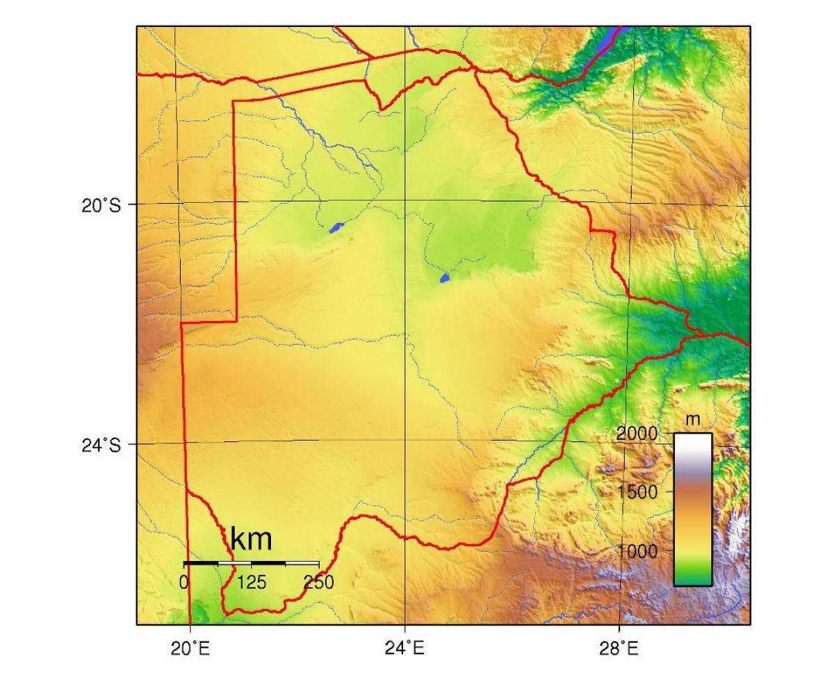 mapa de Botswana física